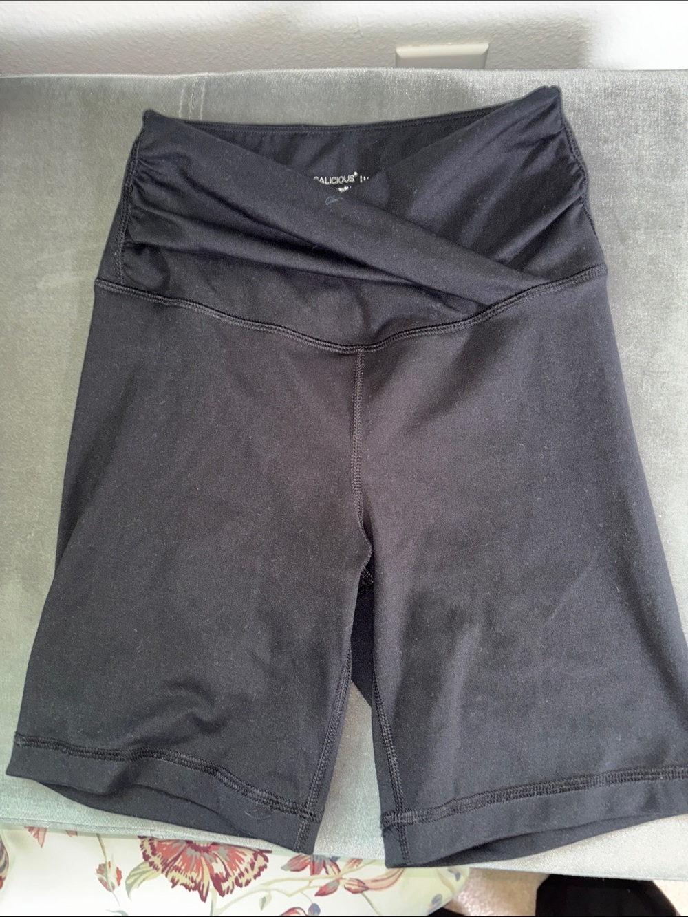 Yogalicious Black High-Waist Crossover Bike Shorts